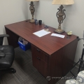 Mahogany Straight Office Desk w/ 2 Storage Drawers